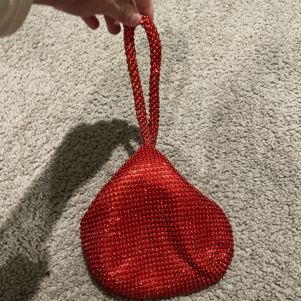 red rhinestone mini bag